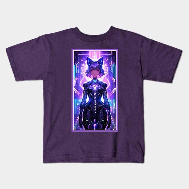 Anime Cute Cat Girl | Quality Anime Girl Artwork | Sci-Fi Manga Girl Anime Art Kids T-Shirt by AlNoah